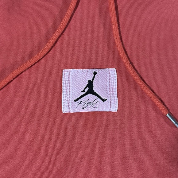 Nike Air Jordan Flight Fleece Pullover Hoodie Washed Lobster Red Men's Size XL - Picture 3 of 9